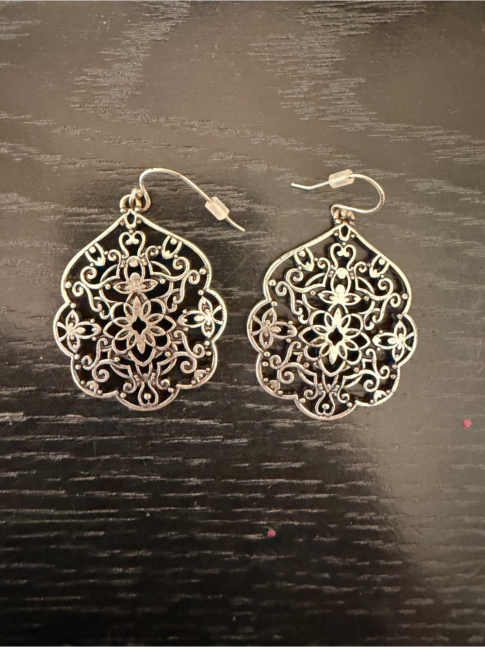 Lucky Brand | Vintage Ornate Silver Filigree Teardrop Dangle Earrings